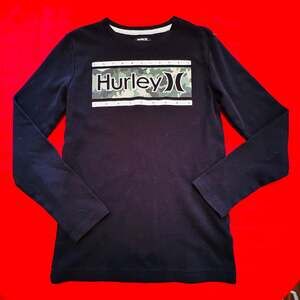 Hurley Youth Boys Black Thermal Long Sleeve Shirt Camo Logo Size 14/16